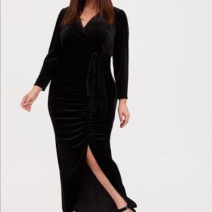 Velvet ruched maxi dress! Worn once! Size 22. Holiday dress